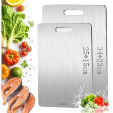 PBAEWE 2PCS Titanium Cutting Board,Stainless Steel Chopping Board, Double-Sided Food Grade Cutting Board, Dishwasher Safe Ideal for Handling Meat and Vegetables Separately
