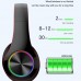 PBAEWE Bluetooth Headphones Over Ear Foldable Wireless Headset Colorful LED Lights Noise Cancelling Headphones Volume Control Wired and Wireless Modes Built in Microphone
