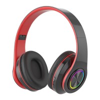 PBAEWE Bluetooth Headphones Over Ear Foldable Wireless Headset Colorful LED Lights Noise Cancelling Headphones Volume Control Wired and Wireless Modes Built in Microphone